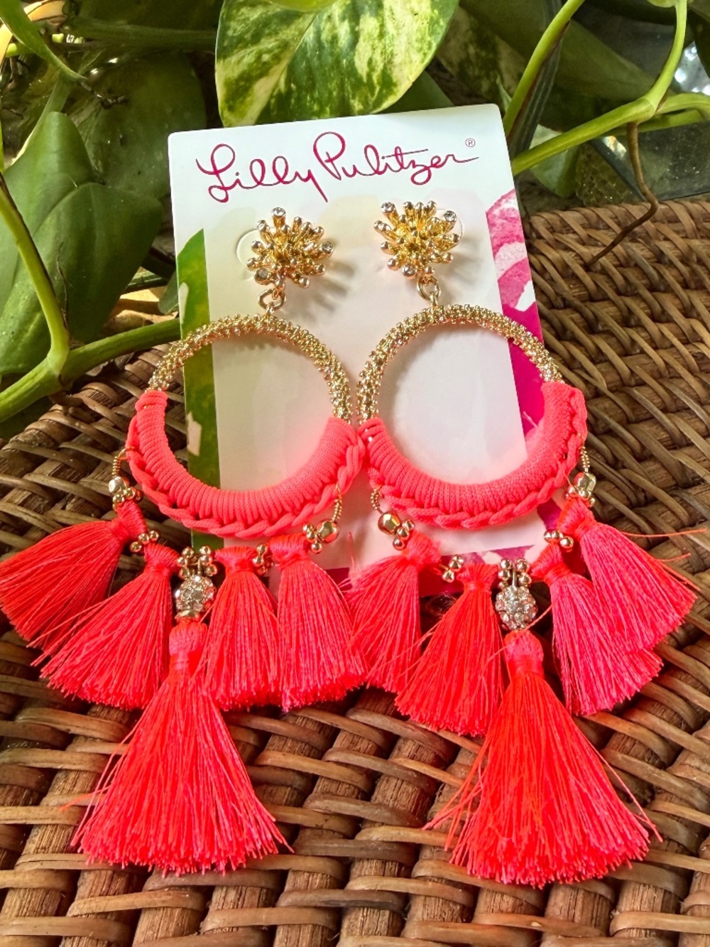 LILLY PULITZER NWT Earrings Bright Orange Tassel NWT Statement ✨Pierced/Post